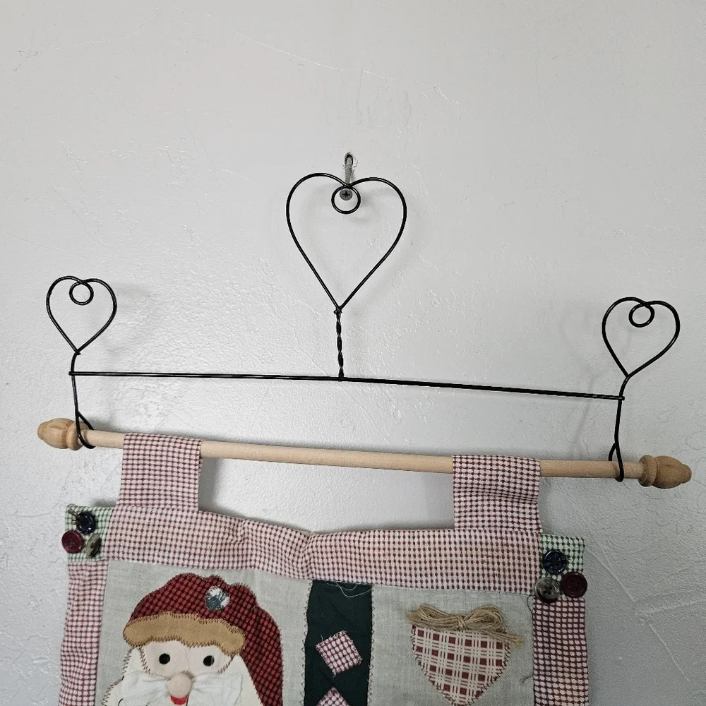 Rustic Christmas Festive Patchwork Wall Hanging Scroll Country Santa Stocking - Picture 2 of 7